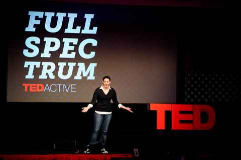 Tenrehte CEO & TED Fellow Jennifer Indovina presents her talk, "Pardon the
Interruption", at TED Active 2012, photo copyright TED