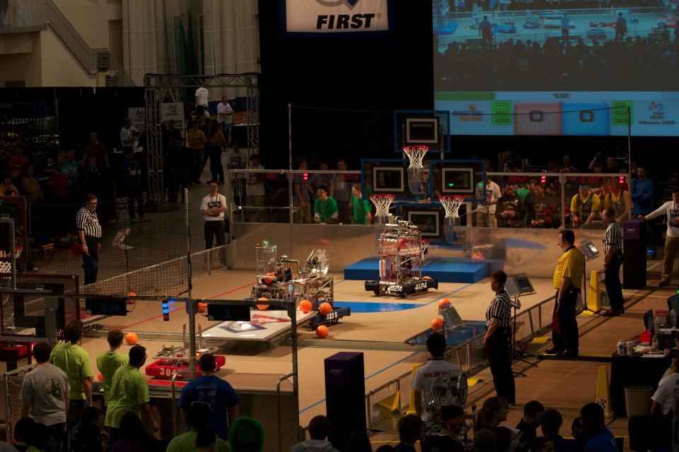 Rebound Rumble Match, the 2012 FIRST Robotics Competition at RIT