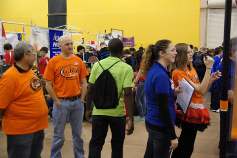 Tenrehte CEO Jennifer Indovina judges Rebound Rumble, the 2012 FIRST Robotics Competition at RIT