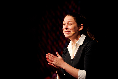 Tenrehte CEO & TED Fellow Jennifer Indovina presents her talk, "Pardon the
Interruption", at TED Active 2012, photo copyright TED